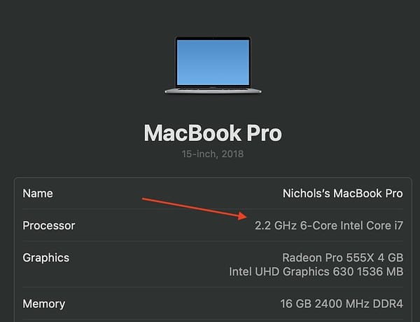 How do I check the CPU core on my MacBook